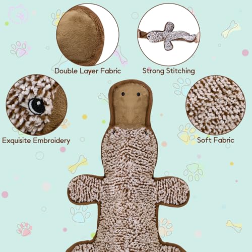 No Stuffing Dog Squeak Toys, Chew Toys for Small to Large Puppies(Platypus) | Durable Plush Puppy Teething Toys, Interactive to Keep Pets Busy, Toss Fetch Tug Play, Best Birthday Gift - color: Coffee