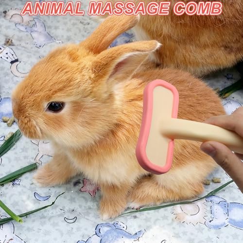 2Pcs Rabbit Brush Soft Bunny Grooming, Soft Silicone Small Animal Massage Comb, Practical Brush Bunny Grooming Kit Supplies Suitable for Cats Puppies & Other Pets - color: 2pc/pink