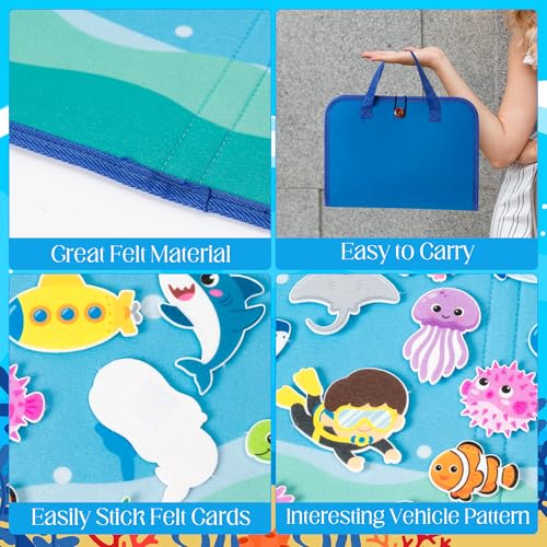 WATINC Travel Felt Board Story Set - 25PCS Portable Felt Board Educational Birthday Gift for Boy Girl Toddler, Under the Sea Storytelling Preschool Early Learning Interactive Play Kit (Ocean Animals) - style: Ocean Animals