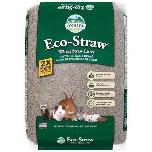 Oxbow Eco Straw Rabbit Litter Pellets, Bunny & Ferret Litter, USA, 20 lb | Wheat Straw Pellet Litter, Low Dust, Rabbits, Bunnies, Ferrets, Guinea Pigs, Cats, Odor Control, Scoopable, Highly Absorbent