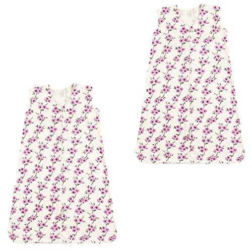 Touched by Nature Baby Organic Cotton Sleeveless Wearable Sleeping Bag, Sack, Blanket, Cherry Blossom 2-Pack, 6-12 Months - color: Cherry Blossom 2-pack, size: 6-12 Months