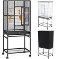 YITAHOME 53 inches Bird Cages for Parakeets, Parrot, Cockatiel, Pigeon | Bird Cages for Parakeets, Parrot, Cockatiel, Pigeon, Birdcage Cover and Bird Cage Seed Catcher - color: Black