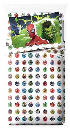 Jay Franco Kids Sheet Set with Fitted, Flat Sheets & Pillow Cover - Ultra-Soft Bedding with Pillowcase for Room Decor, Multi - Marvel Rivals, 3 Piece Twin - color: Multi - Marvel Rivals, size: 3 Piece Twin