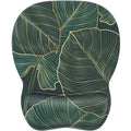 MROCO Ergonomic Mouse Pad with Gel Wrist Rest, 9.4 x 8.1 in, Green Leaves | Ergonomic Shape Design, Multiple Pattern Options, Gel Wrist Comfort, Smooth Lycra Surface, Non-Slip PU Base - color: Green Leaves