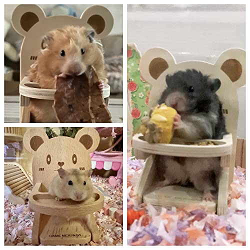 Handmade Wooden Hamster Dining High Chair - Small Animal Cage Accessories Habitat Decor House Photo Props - Small Animal Toys for Mice, Rat, Hedgehog, Rodents (Wood)