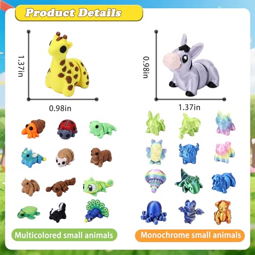 156 pcs 3D Printed Animal Figurines, Mini Articulated Animal Figurines Toys, Party Favors, Pocket Fidget Toys Bulk, Goodie Bag Stuffers, Exchange Gifts for Boys Girls , Desk Pets, Classroom Rewards - style: Animal 156