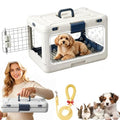 Foldable Hard Cat Carrier, Transparent Pet Crate for Cats & Small Dogs, Collapsible Travel Kennel with Ventilation & Urine Pad Mesh Grid, Portable Travel cage, Essential for pet Travel, White - color: White