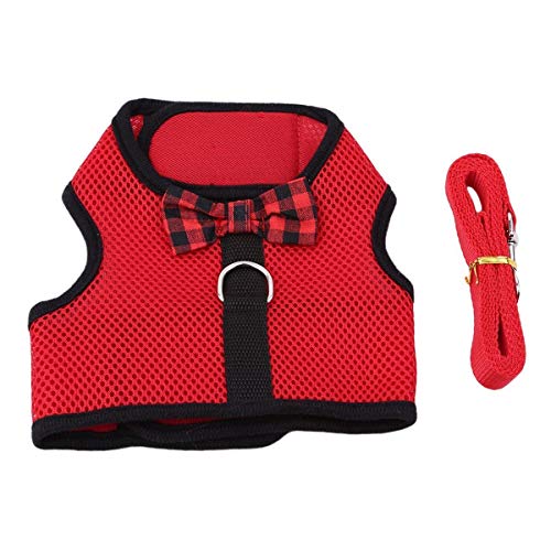 Rabbit Harness with Leash Adjustable Soft Mesh Vest Harness for Bunny Kitten Guinea Pig Rat (L, Red) - color: Red, size: L