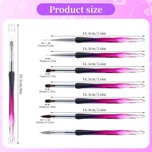 6Pcs Nail Art Clean Up Brushes Nail Brushes Cleaning Polish Mistakes | Acetone Resistant Nail Brush, Fingernail Cleaning Brushes for Nail Art and Designs - color: Pink Black-6Pcs