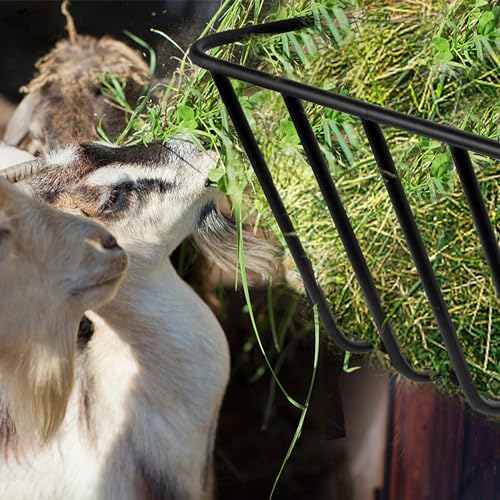 Hay Feeder Goat, 24.8 x 21.26 x 12.2 Multiple Sided Goat Hay Rack Suitable for Farms, Stables, Heavy Duty Galvanized Metal Wall Hay Rack for Sheep Horses, etc