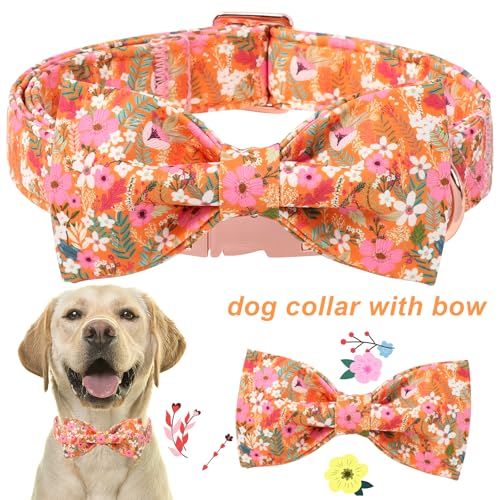 ARING PET Fall Dog Collar with Bow, Cute Daisy Floral Pet Collars with Quick Release Buckle for Puppy Small Medium Large Girl Boy Dogs-XS - color: Floral, size: X-Small (Pack of 1)