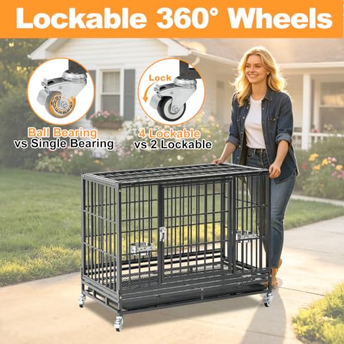 Homey Pet 3 Pack Three Tier 37" Heavy Duty Stackable Dog Crate with Wheels | Drop Cages for Dogs with Escape proof Locks, Tray, Bowl, Open Top, for Small and Medium Dogs, Breeders and Multi-dog Homes - size: 37"L x 22.5"W x 29.5"H - 3 Tiers - 3 Pack