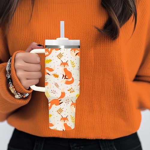 AMZUShome Foxes Gifts.40oz Fox Tumbler with Handle.Foxes Lover Cup Gift.Birthday Christmas fox Tumblers Gift for Women Men. - style: Fox