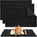4 Pcs Guinea Pig Cage Liner 16 x 24 Inch Washable Chenille Pee Pads Pet Dog Cat Bedding Training Mat Reusable for Small Animals Puppy Bunny Hamster Chinchilla - color: Black, size: 16 x 24 Inch, style: Low Pile Chenille
