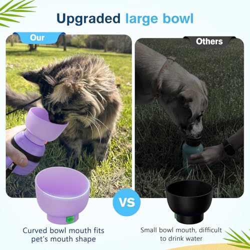 Pecute Portable Dog Water Bottle, 2 in 1 Cat Dog Travel Water Bottle Bowl Leakproof with Double Seal, BPA Free, Lightweight, Pet Small Animal Water Bottel Dispenser for Outdoor Walking Hiking Travels | Puppy Walking Water Bottel, Leakproof, BPA Free, Ligh