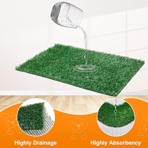 LOOBANI Dog Grass Pad with Tray - 20×25in for Potty Training | 2 Replacement Fake Grass Pads, Easy to Clean, Dog Litter Box, Balcony/Apartment/Indoor/Outdoor Use - size: Tray Potty 20*25inch