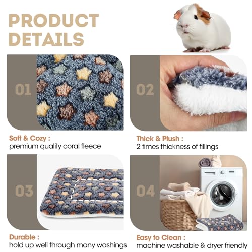 2 Pack Guinea Pig Bed - 10 x 13 Inch Upgraded-Thickness Pee Pads Bedding | Washable Guinea Pig Pee Pad with Absorbent Surface Helps Keep Cages Dry, Reusable Bedding for Resting Areas (Dark Blue, M) - color: Dark Blue + Dark Blue, size: 10" X 13" - 2 Pack