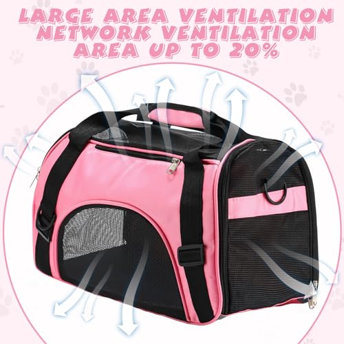 2 Pcs Pet Carrier, Soft Sided Pet Travel Carrier for Cats, Airline Approved Kitty Portable Dog Bags for Traveling Little Dogs, Rabbits, Puppy, Cat(S,Pink, Blue) - color: Pink, Blue