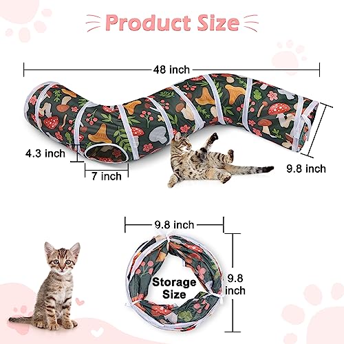 Glittme Cat Tunnel, Cat Tunnels for Indoor Cats, S-Shape Cats Cave with Cat Toys, Foldable Cat Tubes and Tunnels for Cats, Rabbit, Puppy, Guinea Pig | Interactive Bunny Tunnel And Cat Tubes With Crinkle Sounds. Ideal For Kittens, Ferrets And Small Pets To