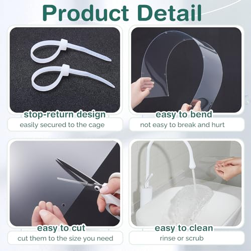 Juexica 2 Pcs 82.7 x 6 Inch Guinea Pig Cage Liner Clear Cuttable Critter Liner with Pre Drilled Holes Urine Guard Extra Long Liner with 100 Zip Ties for Rabbit Hamster Ferret Chinchilla - size: 6 inch wide