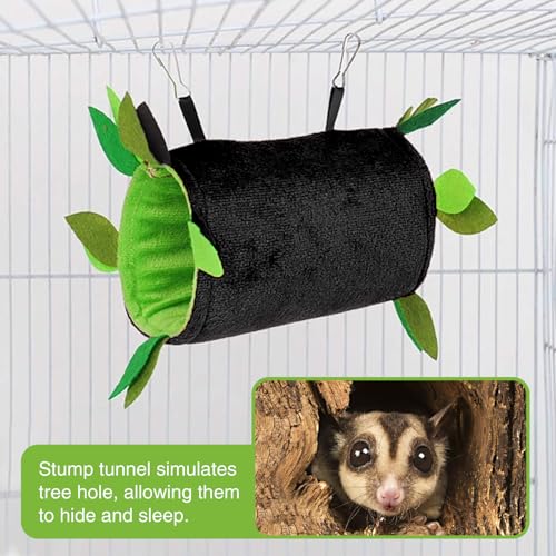 Hamiledyi 5PCS Hamster Hammock Small Animals Hanging Warm Bed House Rat Cage Nest Accessories Toy Hanging Tunnel Soft Bed Rope and Swing for Sugar Glider Squirrel Hamster Playing Sleeping - color: Black