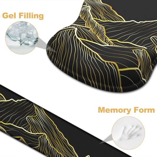 Ergonomic Mouse Pad with Wrist Rest and Keyboard Wrist Rest, Gel Mousepad and Wrist Rest for Computer Keyboard, Pain Relief, Non-Slip PU Base, Black Mouse Pad with Wrist Support for Gaming, Mountain - color: Mountain