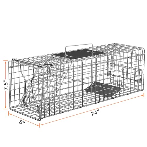 24" x 7.5" x 8" Small Live Animal Trap Steel Cage Catch and Release One Door Humane Rodent Cage Trap for Little Rabbits/Stray Cats/Squirrel/Skunk/Mink/Opossum Outdoor Animals - style: 24" X 8" X 7.5"