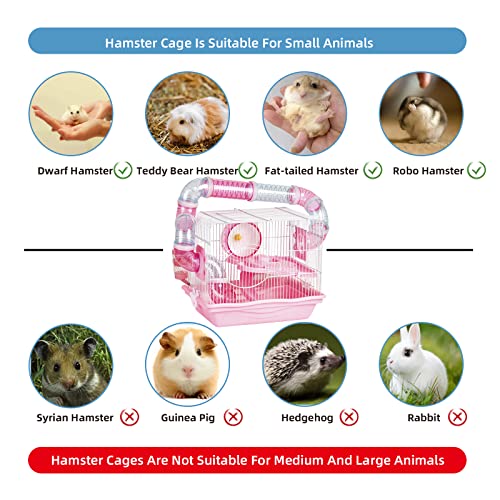 Hamster Cages, A Wire Rat Cage with a Large Space for Dwarf Hamsters, Guinea Pig, Gerbils, Mouse or Other Small Animal Cage. - color: Pink