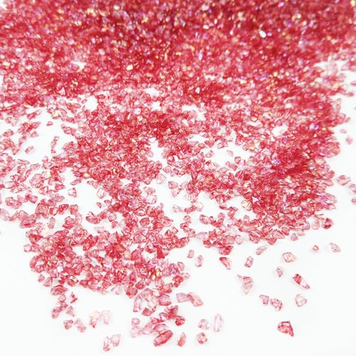 Crushed Glass Glitter, Broken Stones Shattered Glass Chips for Resin Art Crafts, Epoxy Resin Supplies, Geod Painting, DIY Art Projects, Jewelry Making, 2-4mm, 200g/7oz (Red) - color: Red