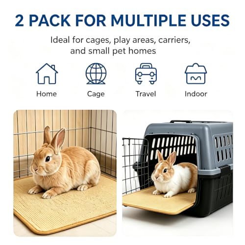 Rabbit Cooling Mat 2 Pack, 11.8x15.74in/30x40cm | With Chew Toy, Breathable Small Animal Bed, For Rabbits, Guinea Pigs & Hamsters, Non Toxic, Chew Resistant - size: 30x40cm