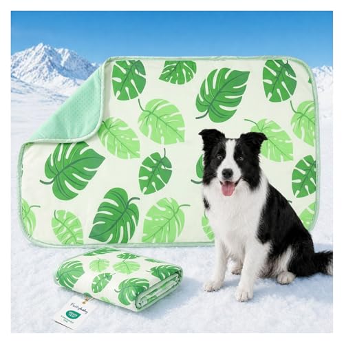 Cooling Mat for Dogs,Stylish Patterns,Self Cooling Indoor Outdoor | Instant Cooling,No Gel,100%Non-Toxic,Claw-Proof,Anti-Slip,Washable,for dog creat,dog bed,Leaf L - color: Leaf, size: 35"x28"(Large)