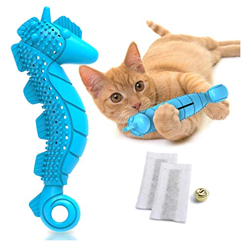 Ronton Cat Toothbrush Catnip Toy - Durable Hard Rubber - Cat Dental Care, Cat Interactive Toothbrush Chew Toy (1 Pack_Seahorse) - size: 1 Pack (Seahorse)