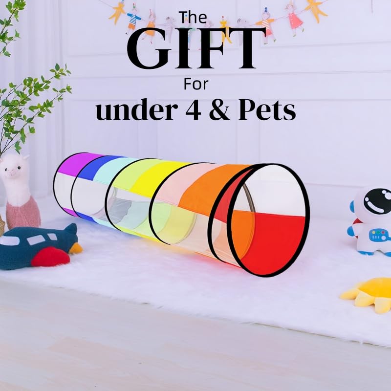 Kids Play Tunnel,Pop Up Crawl Through Tunnel Play Tent for Baby Kids Children or Pet,Foldable Pop Up Tents with Carry Bag (Colorful Play Tunnel with Mesh) - style: Colorful Play Tunnel with Mesh