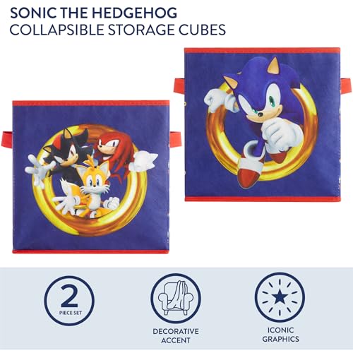 Sonic the Hedgehog Set of 2 Durable Storage Cubes with Handles, 10"x10"x10" Cubes - color: Sonic