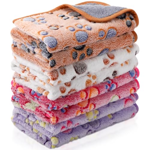 Reginary 4 Pcs Waterproof Guinea Pig Blankets Washable Small Animal Fleece Bedding Absorbent Guinea Pig Cage Liners Reusable Training Pee Pad Pet Sleep Mat for Hamster(Paw Print,28 x 14 Inch) - size: 28 x 14 Inch