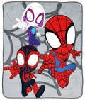 Jay Franco Spidey & His Amazing Friends Plush Throw Blanket - Measures 50 x 60 Inches - Kids Super Soft Fleece Bedding Features Ghost Spider Gwen & Miles Morales - color: Multi - Spidey & Friends