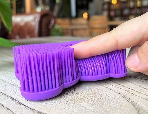 Premium Sensory Brush for Kids or Autism,Soft Silicone Body Scrubber,2 in 1 Sensory Room Occupational Therapy Sensory Brushes,Silicone Loofah,Pet Shower Brush Bath Brush Shampoo Brush(Bear-Purple) - color: Bear-purple