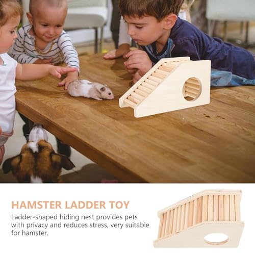 balacoo Wooden Hamster Climbing Nest Ladder Toy Small Animal Hideout for Hamsters Gerbils Mice Cage Accessories 6.69X3.54X2.75In