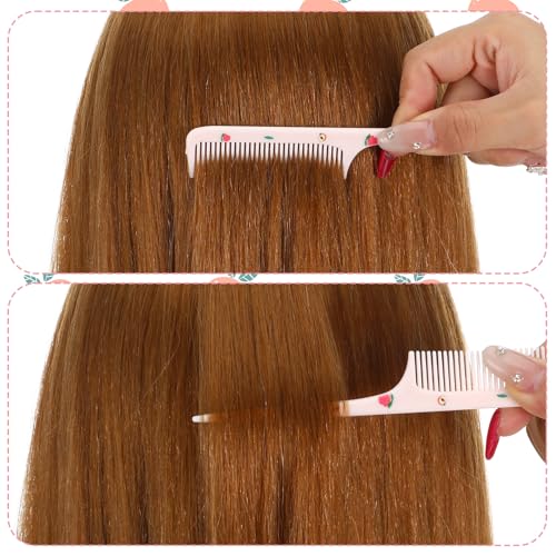 Kifmurase 8 Pcs Cute Hair Comb Set, Toddler Tiny Hair Comb Rat Tail Baby Combs Pink Strawberry Baby Hairs Brush Plastic Parting Combs for Girls Curly Straight Long Hairs