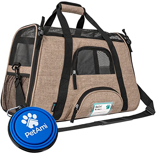 PetAmi Airline Approved Pet Carrier Cats & Small Dogs, Small Heather Taupe | Soft Sided TSA Travel Bag, Sherpa Bed, Breathable Mesh Ventilation, Collapsible Bowl, Fits Under Seat, Up to 18 lbs - color: Heather Taupe, size: Small - 17"L x 10.2"W x 11.2"H
