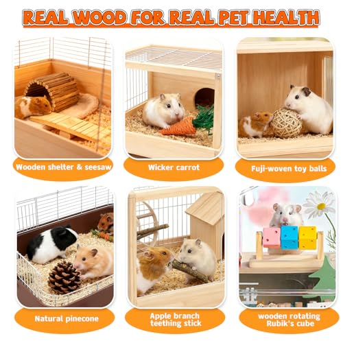 Rabbit Toys Bunny chew/Guinea Pig Toys Natural Timothy Hay Sticks Apple Wood Sticks Handmade for Guinea Pig Hamster Rat Chinchilla (TOY-1-18) - color: TOY-1-18