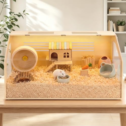 Hamster Cage, 32x16x16inch Hamster Tank with Acrylic Viewing Panels, Openable Top & Water-Resistant Base for Fancy Rat, Gerbil, Medium - size: 32.0"L x 16.0"W x 16.0"H