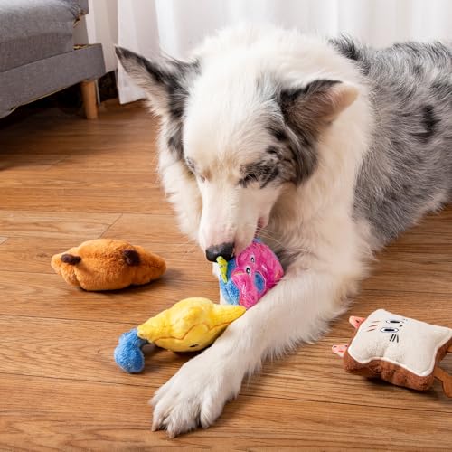 DODODOLA Stuffed Dog Toys Cute Sweeet with Crinkle Paper for Medium Large Dogs Puppy - color: Colorful Sweet