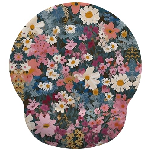Flowers Mouse Pad with Gel Wrist Support, Smooth Surface Ergonomic Mouse pad, Non-Slip Pain Relief Desk Mat for Gaming, Work & Office Desktop 3 - color: Flowers 3
