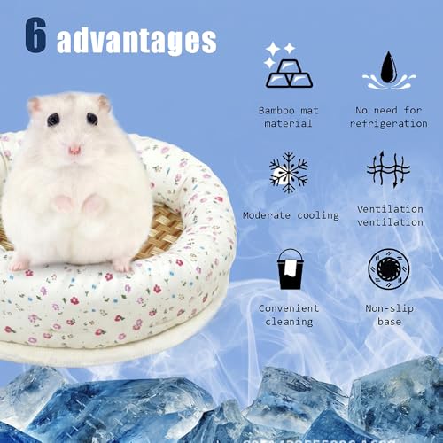 OULIGET Hamster Bed Cooling Mat,Cute Small Animal Bed Soft Sleeping Pad,Breathable Small Pet Self Hot Day Bed Blanket for Rabbit Bunny Hedgehog Hamster Stay Cool