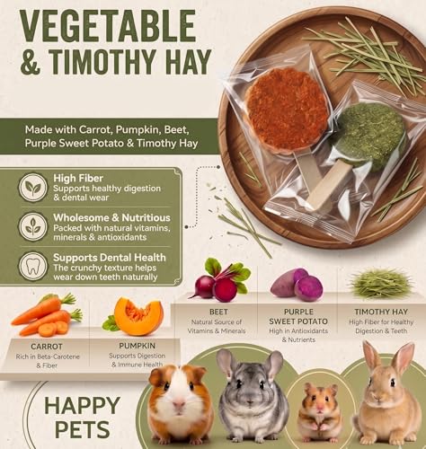YKD Natural Timothy Hay Cookie Sticks Chew Toys for Teeth | Chew Toy Refill, Bunny Chew Treats for Rabbits, Guinea Pigs, Chinchillas (Multicolour - Mixed) - color: Multicolour - Mixed