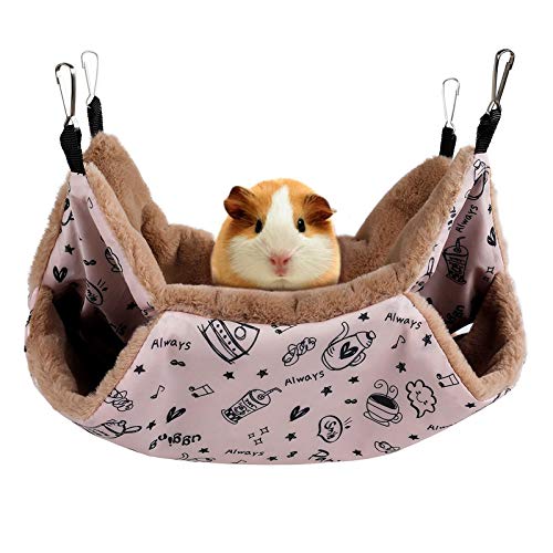 Petmolico Small Pet Hanging BunkBed Warm Hammock Bed Cage Accessories Bedding Hideout Playing Sleeping for Parrot Sugar Glider Squirrel Hamster Rat, Pink Cup - Small Size