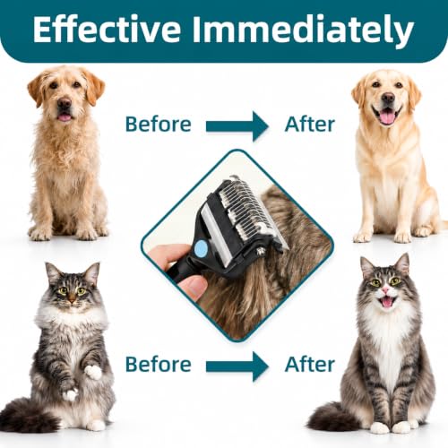 3-IN-1 Pet Grooming Tool - Undercoat Rake, Dematting Comb & Deshedding Brush for Cats, Dogs, Horses - Removes Mats, Tangles & Loose Fur, Reduces Shedding & Prevents Hair Mess (Blue) - color: Blue