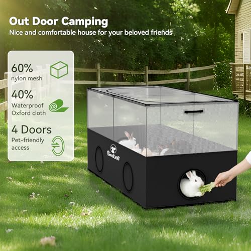 Pawaboo Small Animal Playpen, Foldable Pet Cage Tent, Black | For Puppy Kitten Guinea Pig Rabbit Chicken Hamster, Indoor Outdoor Use, Breathable Mesh Wall and Bottom - color: Black