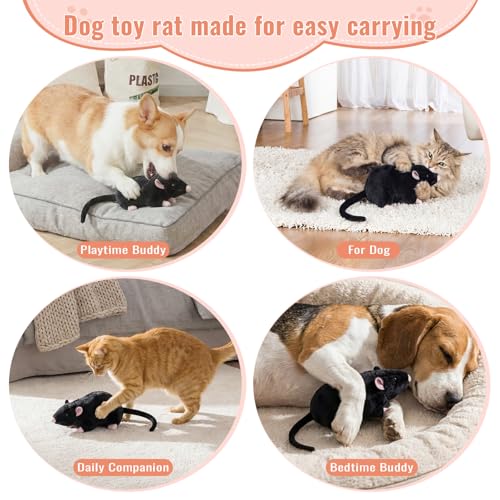Realistic Black Rat Plush for Cats & Dogs - 12.6" Stuffed Animal Pet Toy, STEM Learning & Novelty Gift, Lifelike Mouse/Rat Plushie with Bendable Tail (Black) – Interactive Cat & Dog Toy.